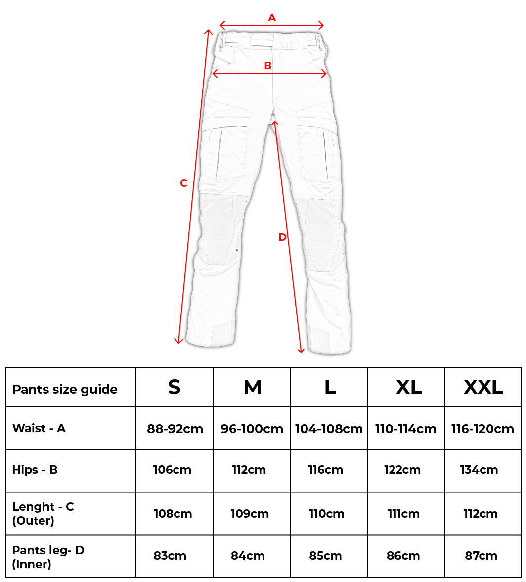 wp pants size guide